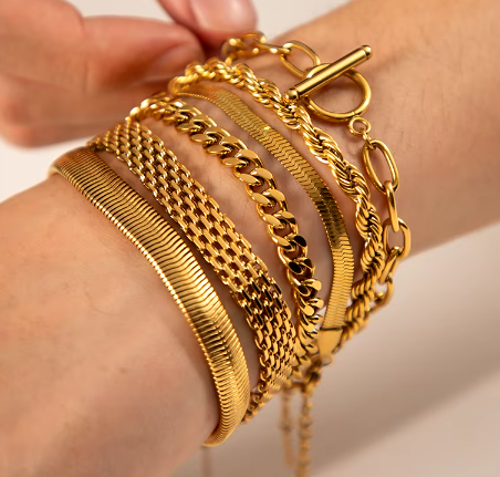 BRAZALETE  LUNA- CADENA-ORO